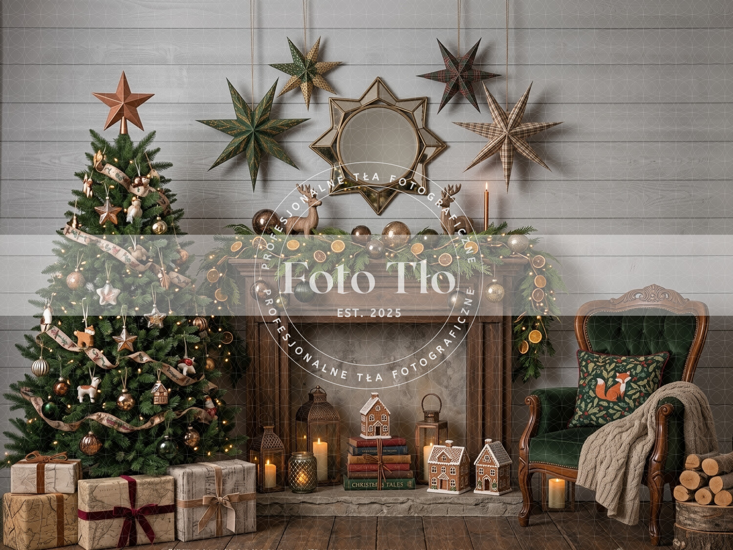 Tło fotograficzne Boże Narodzenie - CHRI_FIR002
