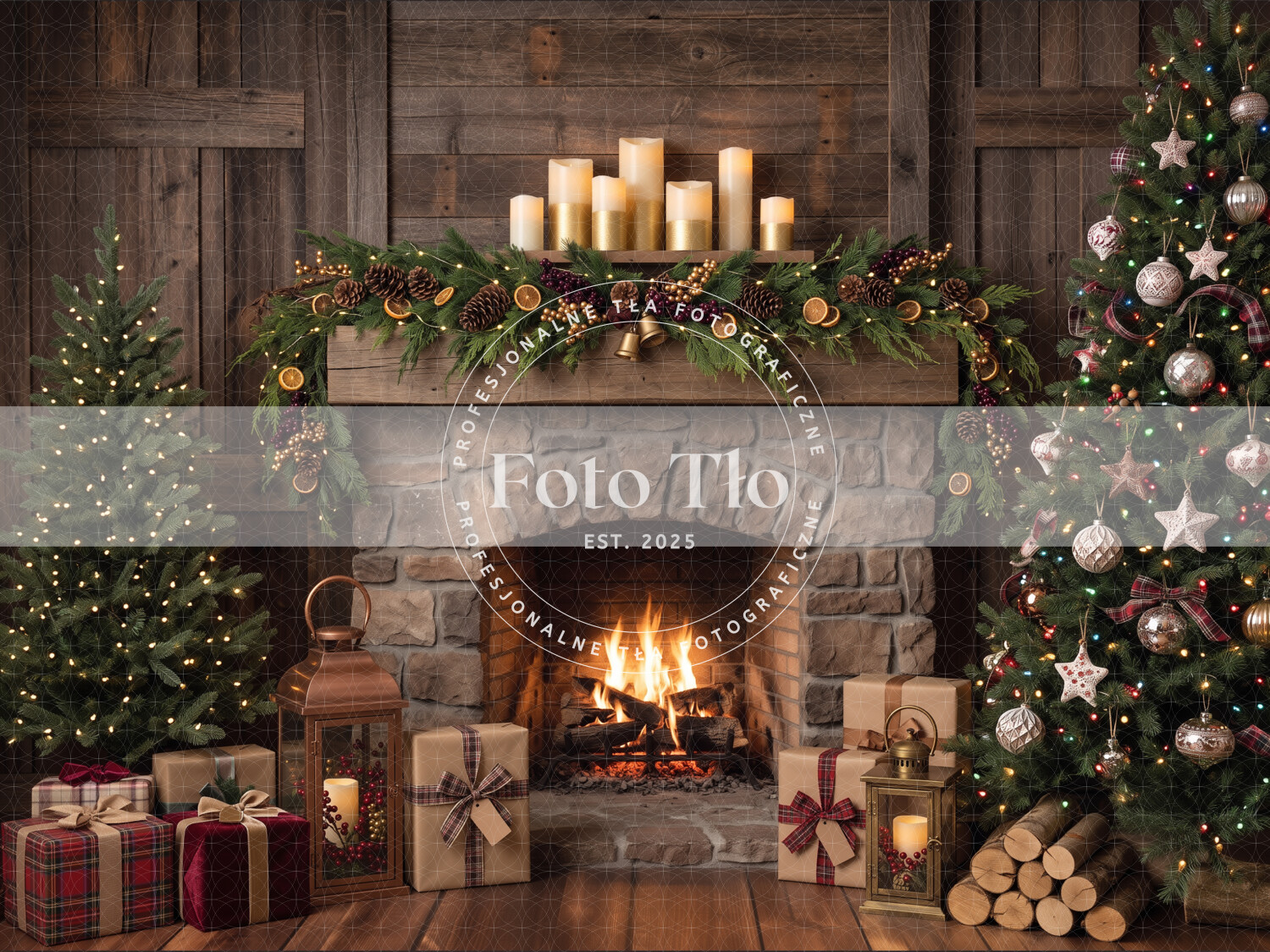 Tło fotograficzne Boże Narodzenie - CHRI_FIR004