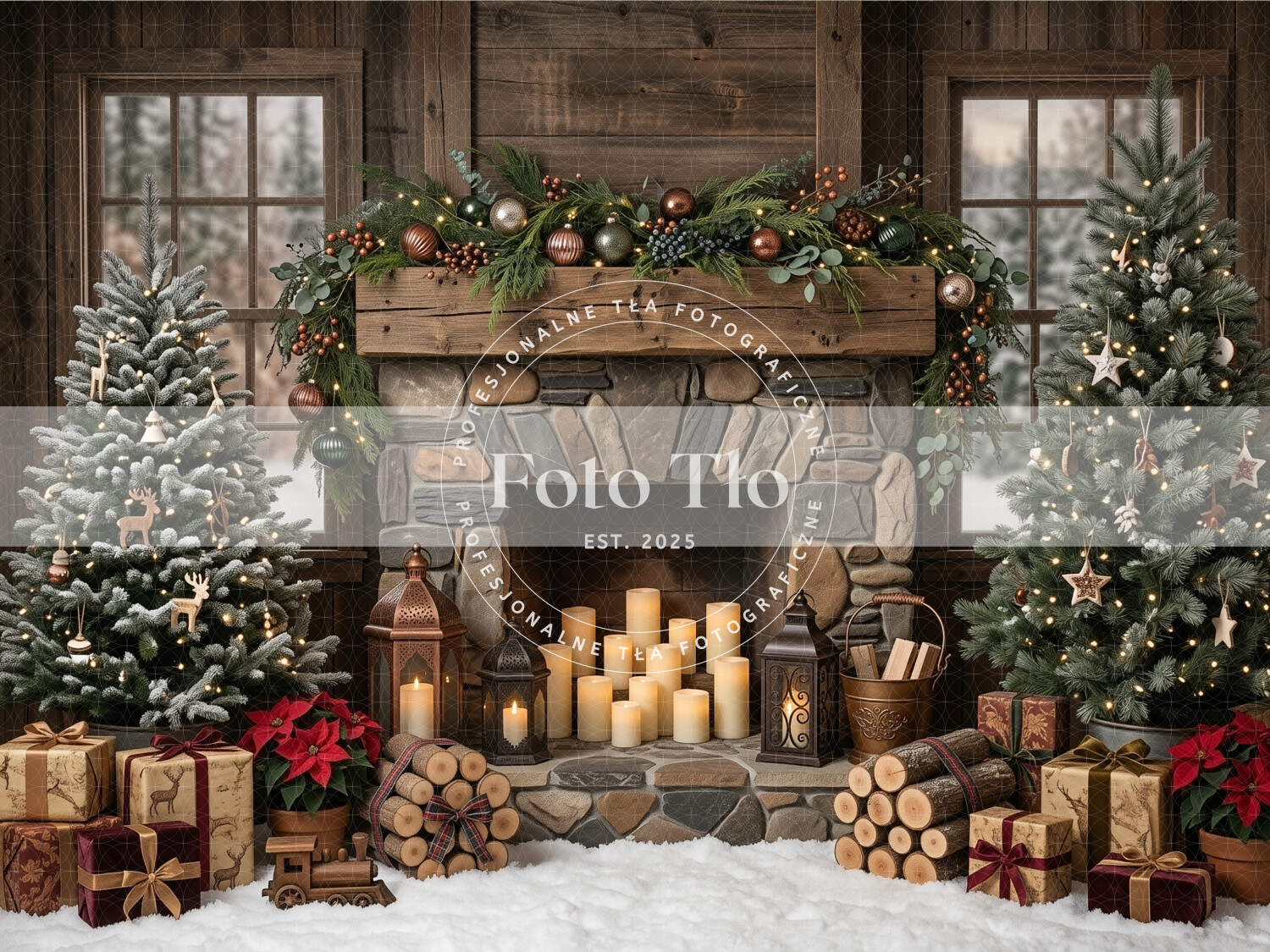 Tło fotograficzne Boże Narodzenie - CHRI_FIR006